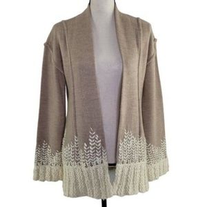 ANTHRO | Oatmeal Heather & Ivory Wool Cardigan | S